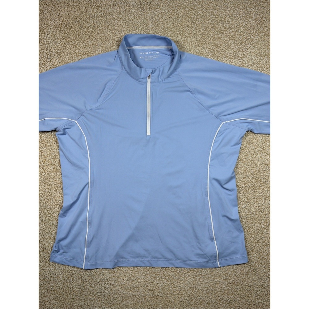 Peter Millar 1/4 Zip Pullover Men's XXL Blue UPF 50+ Light Weight Performance